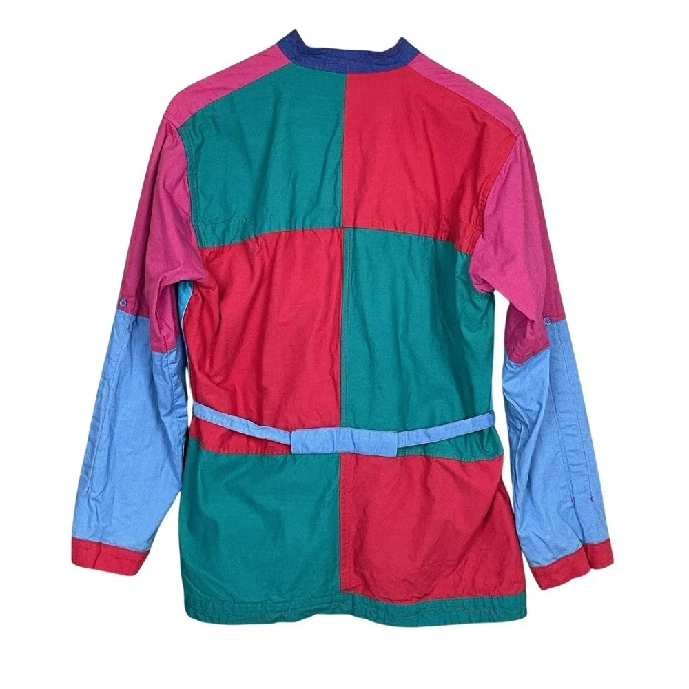 Vintage Maximalist Colorblock Patchwork Jacket Womens XL Reversible Boho Artsy‎
